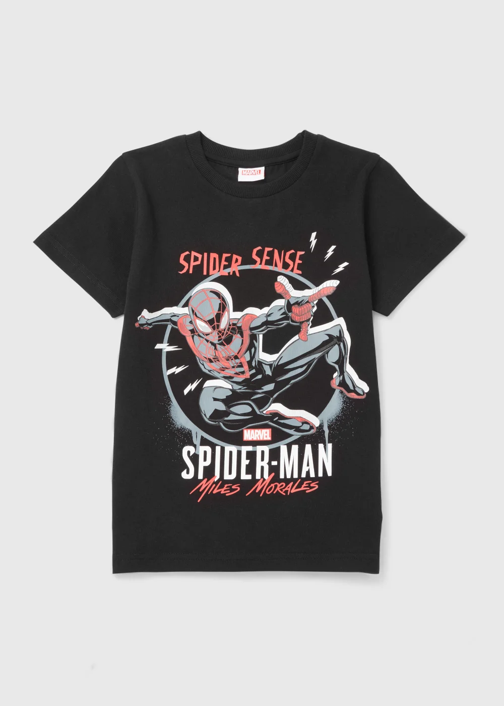 Kids Black Spider-Man Miles Morales Print T-Shirt (4-12yrs) - Age 10 Years Image 1