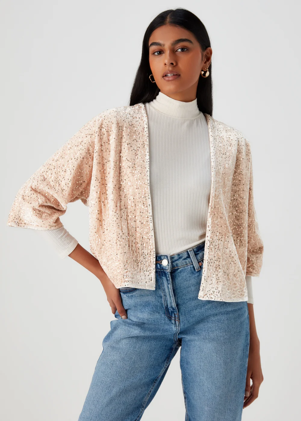 Gold Sequin Kimono - Small Image 1