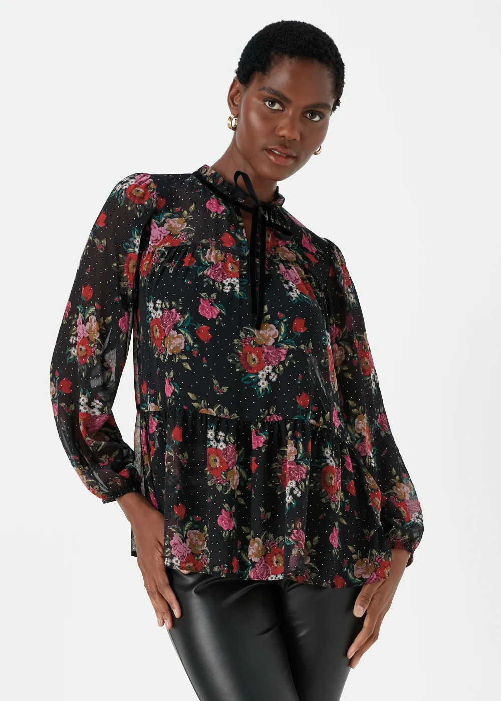 Papaya Petite Multicoloured Floral Print Blouse - Size 6 Image 1