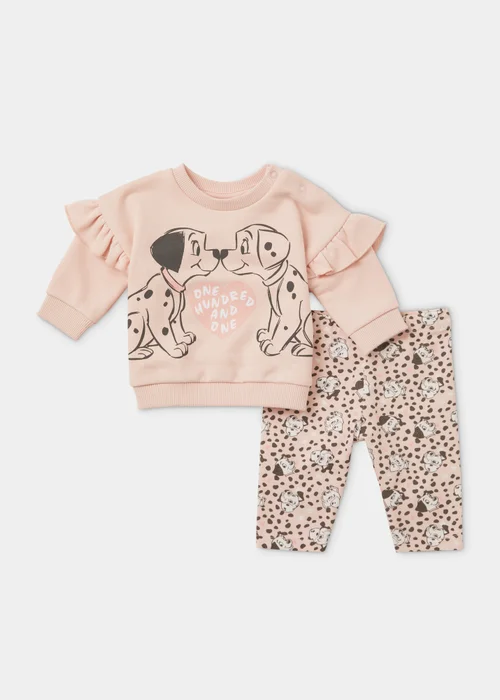 Baby Pink Disney Dalmatians Sweatshirt & Joggers Set (Newborn-12mths) - 0-3 months Image 1