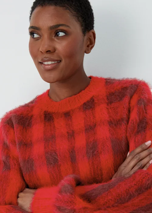 Red Check Brushed Jumper - XS Image 3