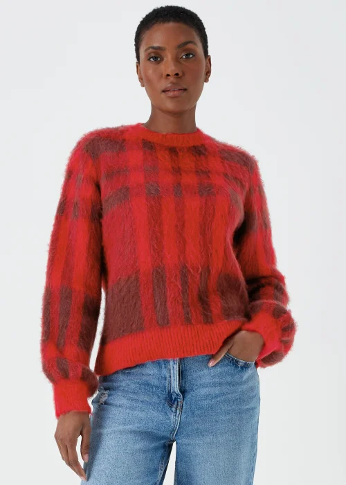 Red Check Brushed Jumper - XS Image 1
