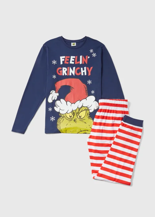 Navy The Grinch Christmas Pyjama Set - Extra small Image 4