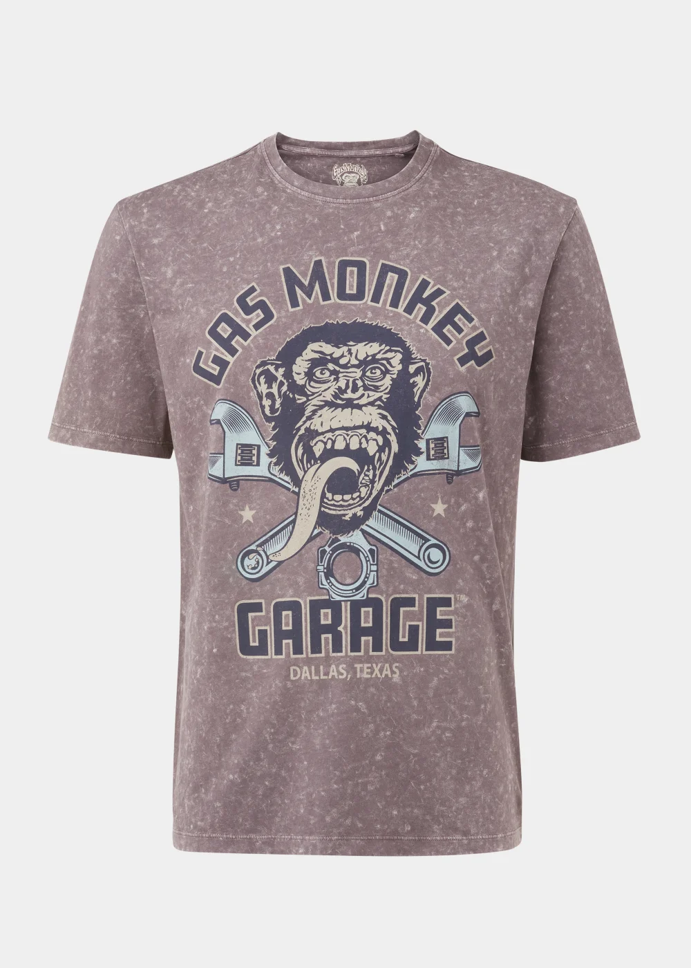 Purple Acid Wash Gas Monkey Print T-Shirt - Small Image 5