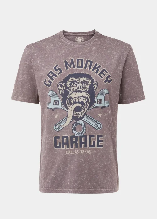 Purple Acid Wash Gas Monkey Print T-Shirt - Small Image 5