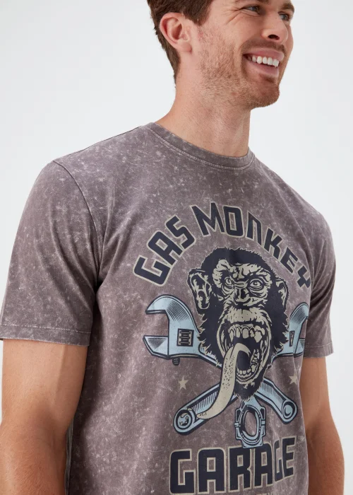 Purple Acid Wash Gas Monkey Print T-Shirt - Small Image 3