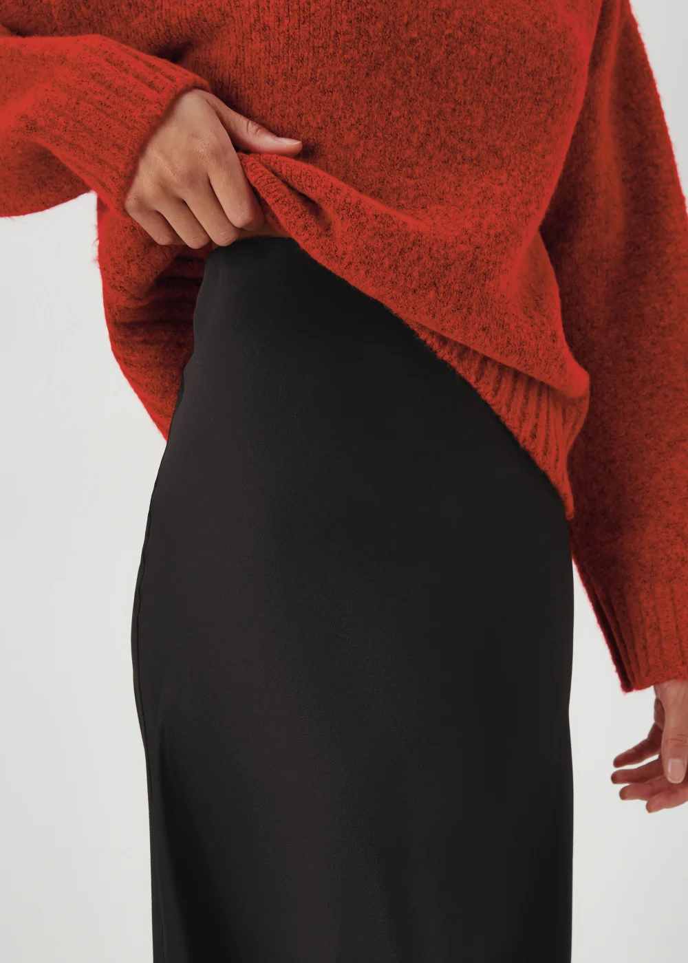Black Lace Trim Midi Skirt - 8 Image 3