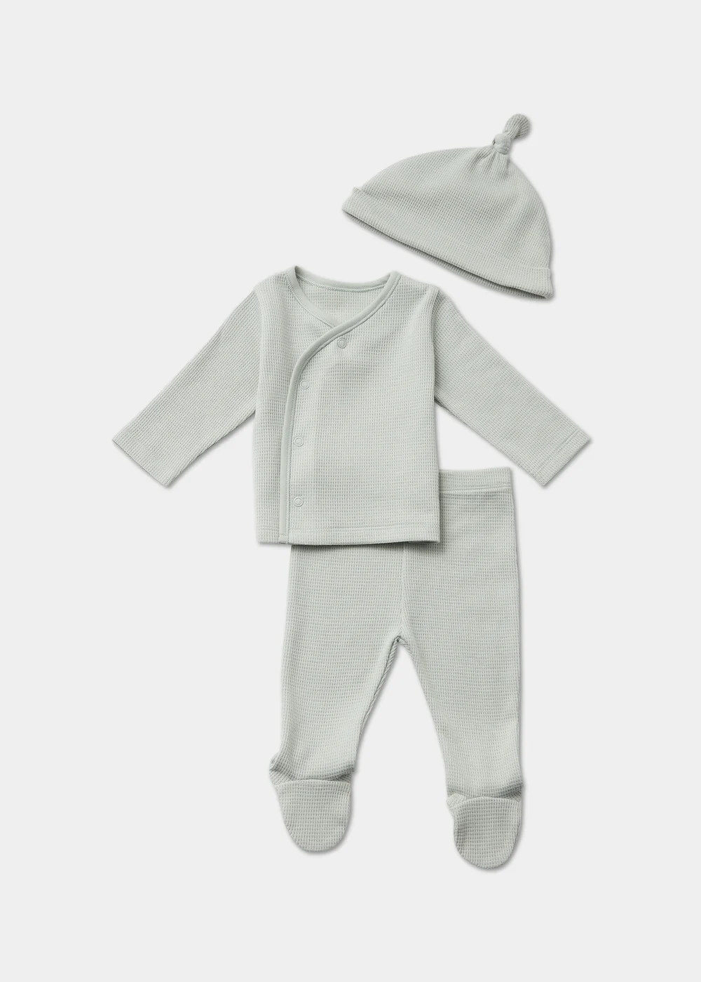 Baby 3 Piece Sage Waffle Set (Newborn-12mths) - 0-3 months Image 1