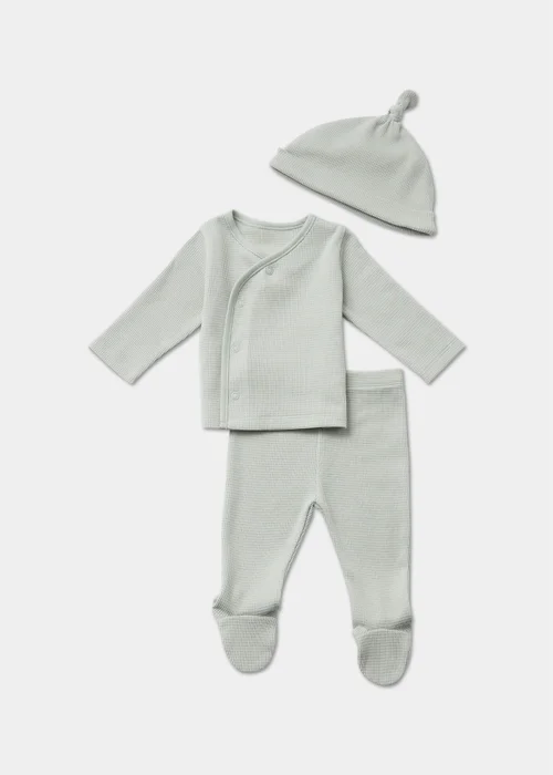 Baby 3 Piece Sage Waffle Set (Newborn-12mths) - 0-3 months Image 1