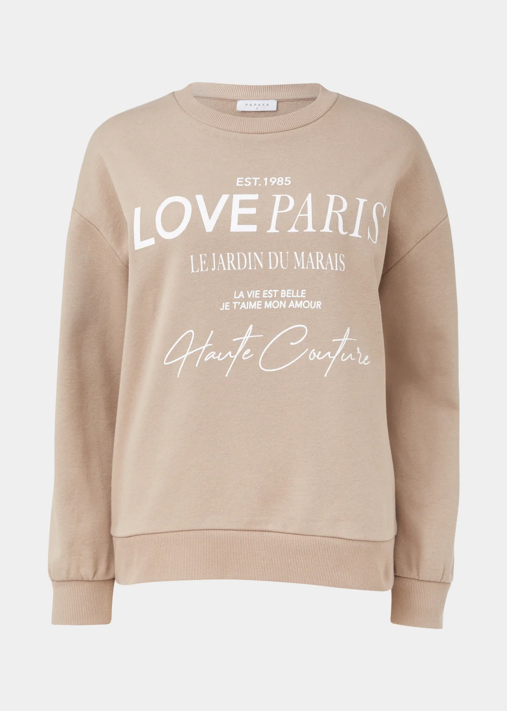 Beige Love Paris Sweatshirt - Small Image 5
