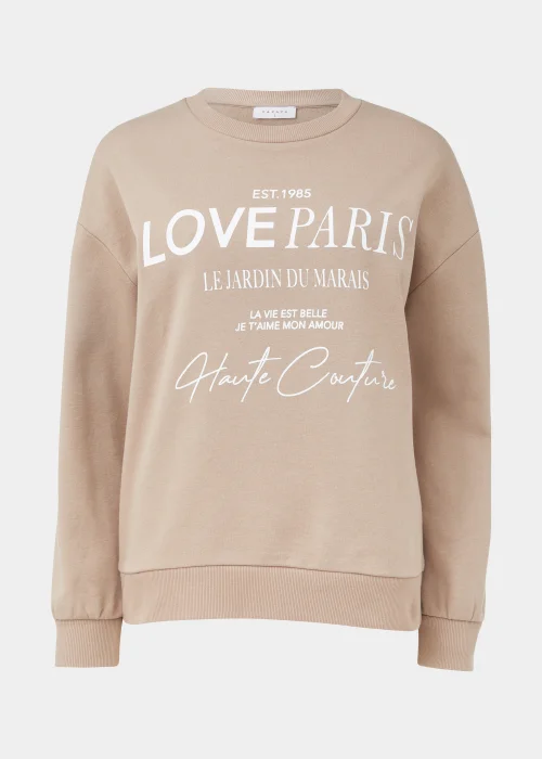 Beige Love Paris Sweatshirt - Small Image 5