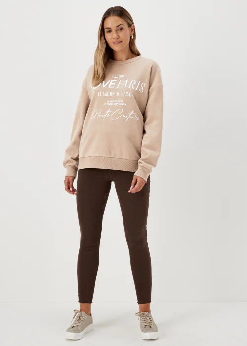 Beige Love Paris Sweatshirt - Small Image 1