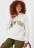 Grey New York Half Zip Sweatshirt - Small Image 4