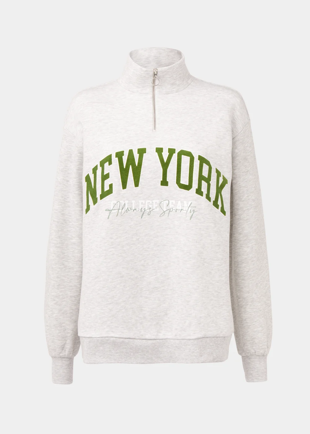 Grey New York Half Zip Sweatshirt - Small Image 5