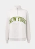 Grey New York Half Zip Sweatshirt - Small Image 5