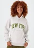 Grey New York Half Zip Sweatshirt - Small Image 1