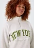 Grey New York Half Zip Sweatshirt - Small Image 3
