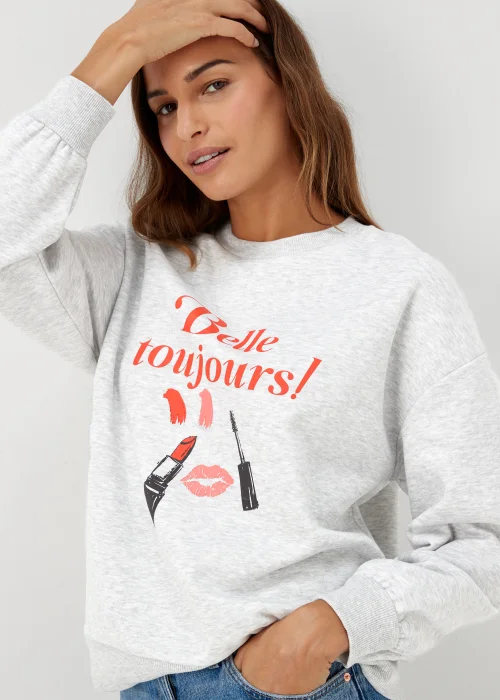 Grey Lipstick Print Sweatshirt - Small Image 3