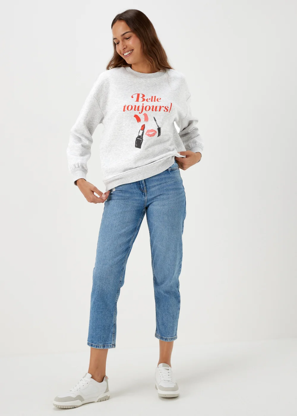 Grey Lipstick Print Sweatshirt - Small Image 1