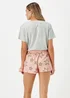 Grey & Pink Varity Print Short Pyjama & Scrunchie Set - Extra small Image 2