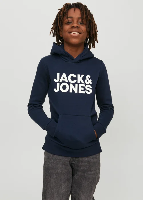 Jack & Jones Junior Navy Logo Hoodie (6-16yrs) - 6 Yrs Image 2