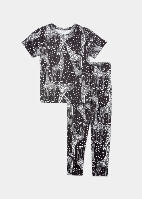 Girls Black Giraffe Pyjama Set (4-13yrs) - Age 4 Years Image 1