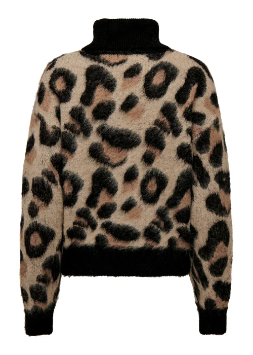 JDY Leo Beige Leopard Print Knit Jumper - 8 Image 6