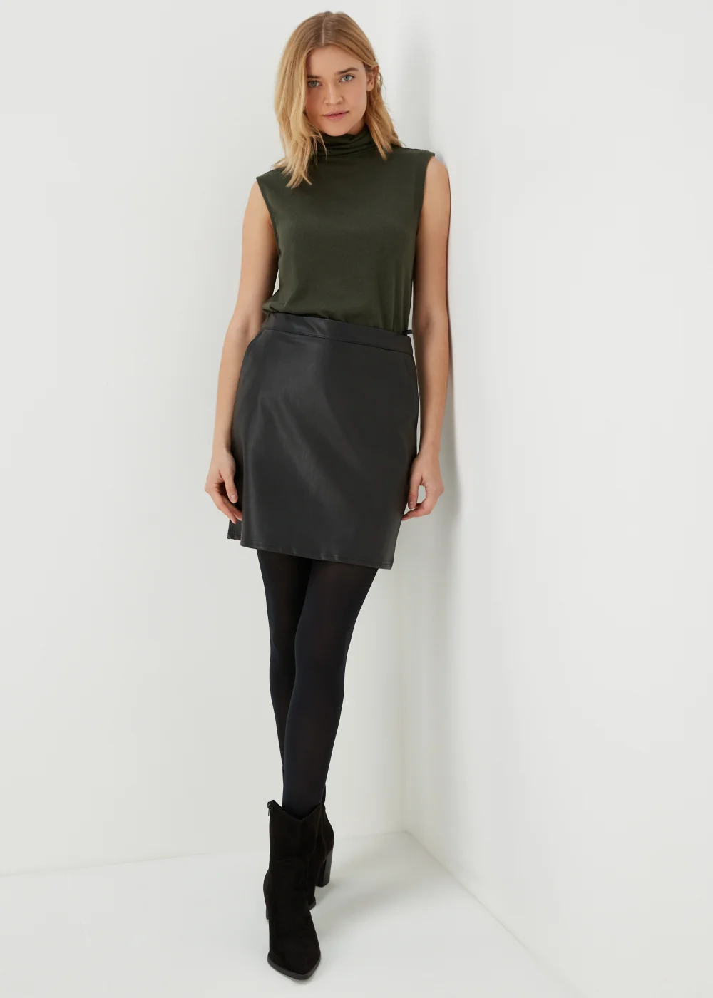 JDY Tonsy Khaki High Neck Knitted Top - 8 Image 4