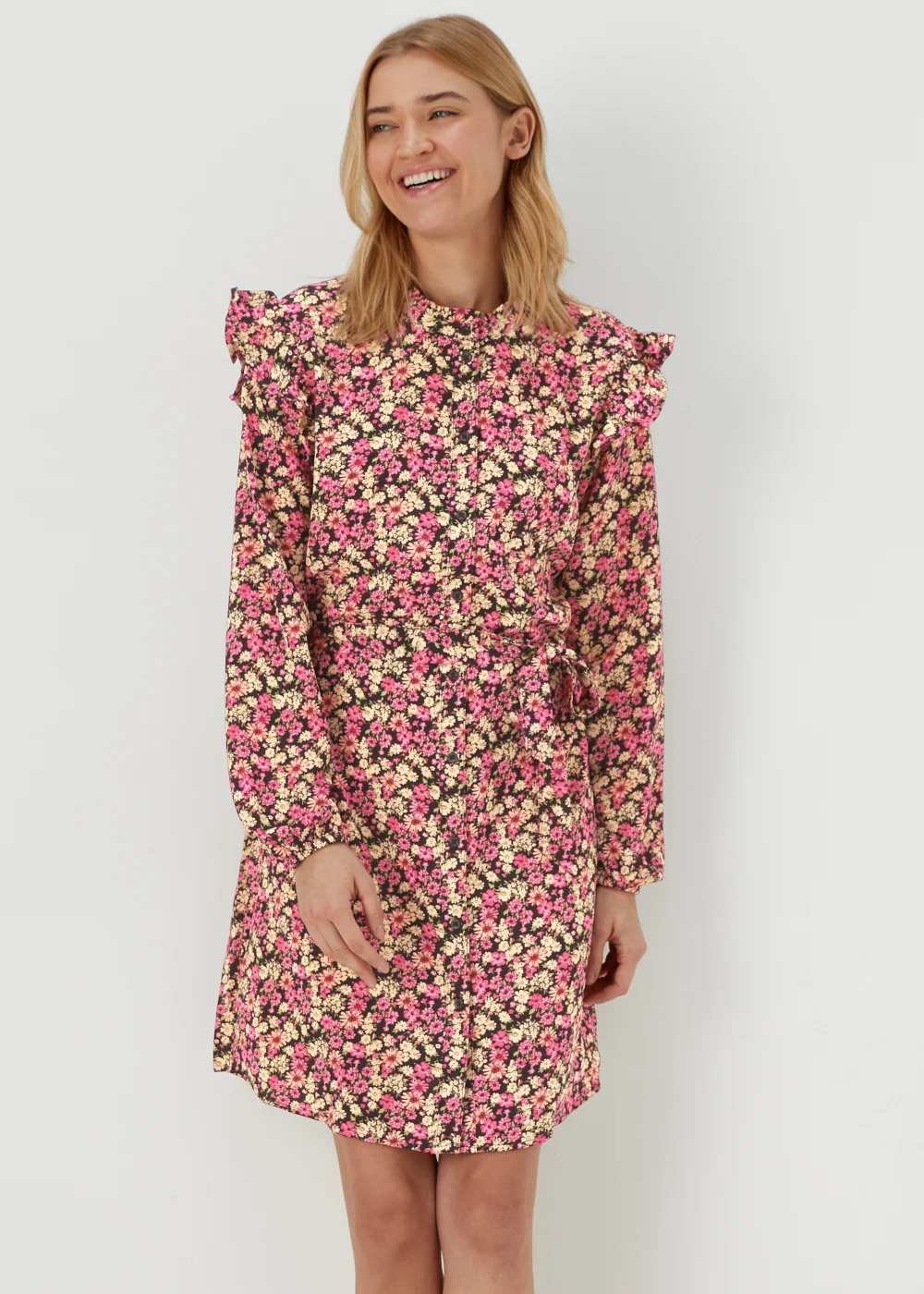 JDY Sofia Multicoloured Long Sleeve Mini Dress - 8 Image 1