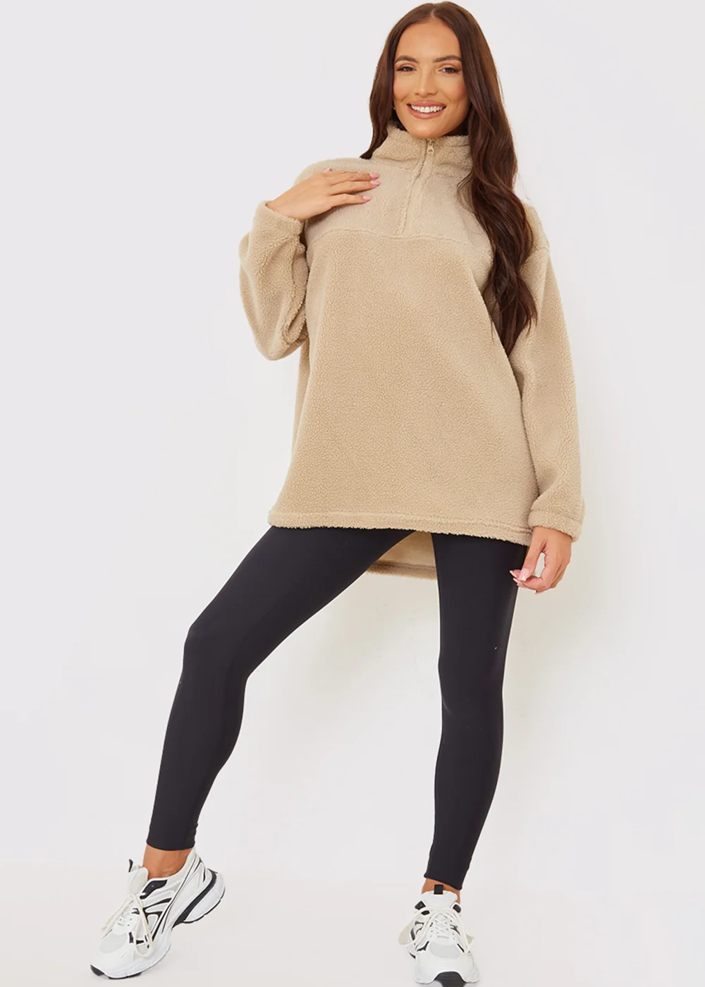 Atkinson Zip In the Style Gemma Atkinson Cream Borg Half Zip Sweatshirt - 8 | Matalan