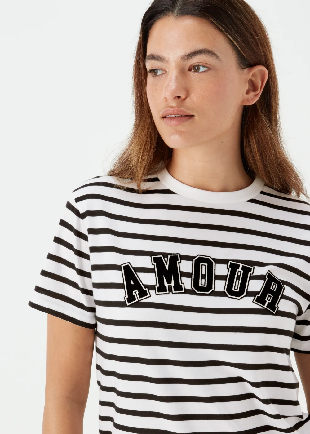 Papaya Petite Black & White Stripe Amore Print T-Shirt - 6 Image 3