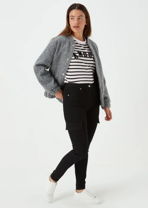 Papaya Petite Black & White Stripe Amore Print T-Shirt - 6 Image 4