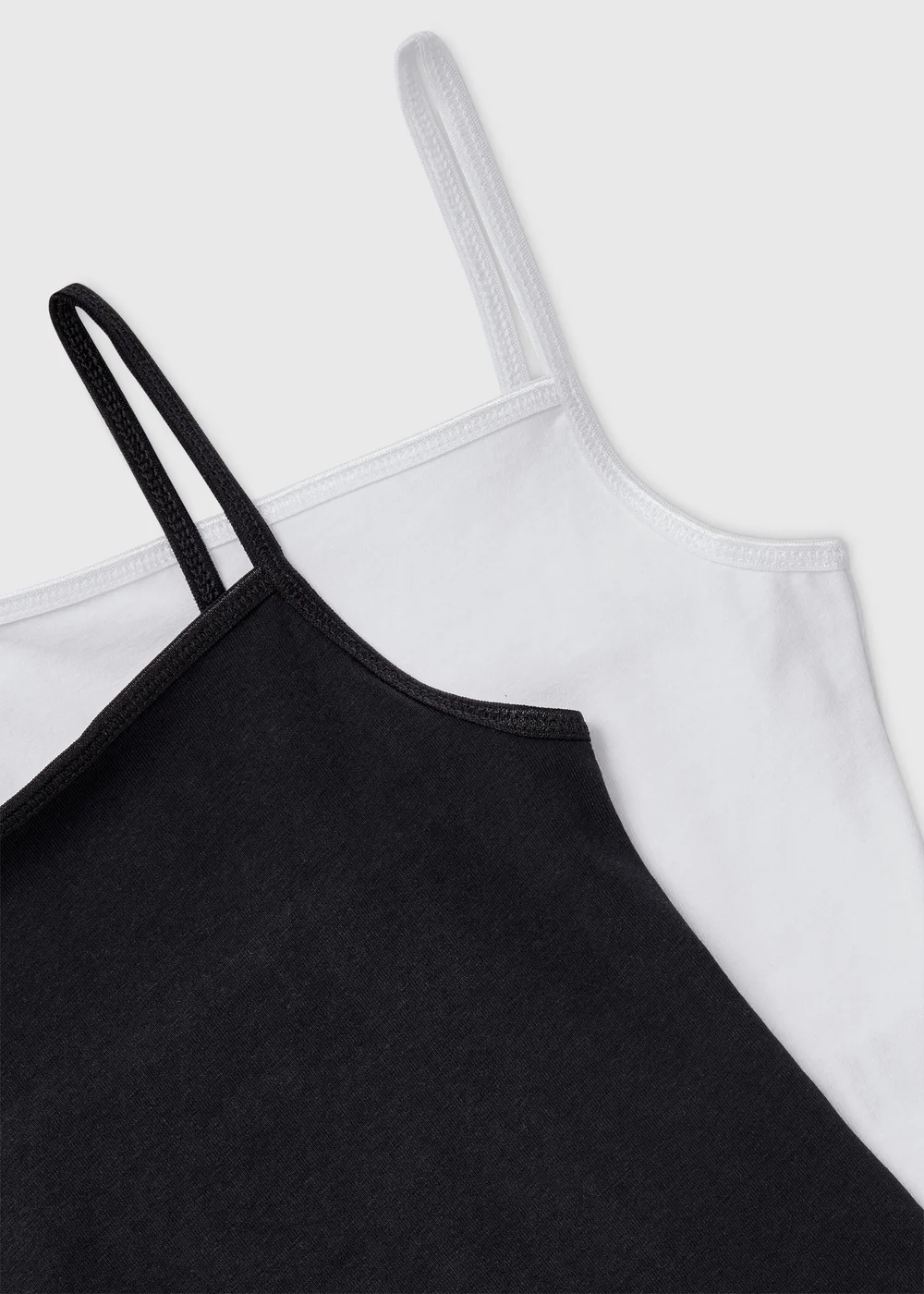 Girls 2 Pack Black & White Cami Tops (7-15yrs) - Age 7 Years Image 2