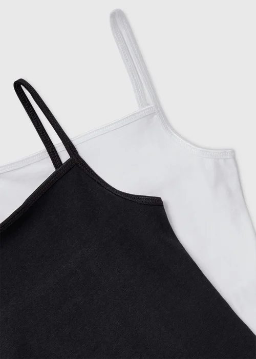 Girls 2 Pack Black & White Cami Tops (7-15yrs) - Age 7 Years Image 2
