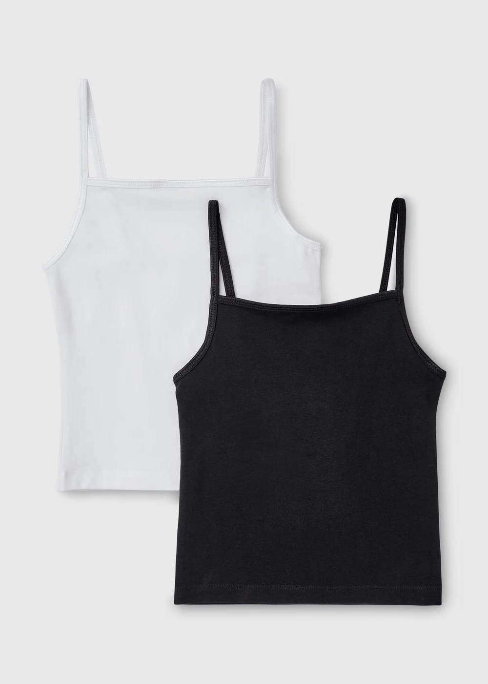 Girls 2 Pack Black & White Cami Tops (7-15yrs) - Age 7 Years Image 1