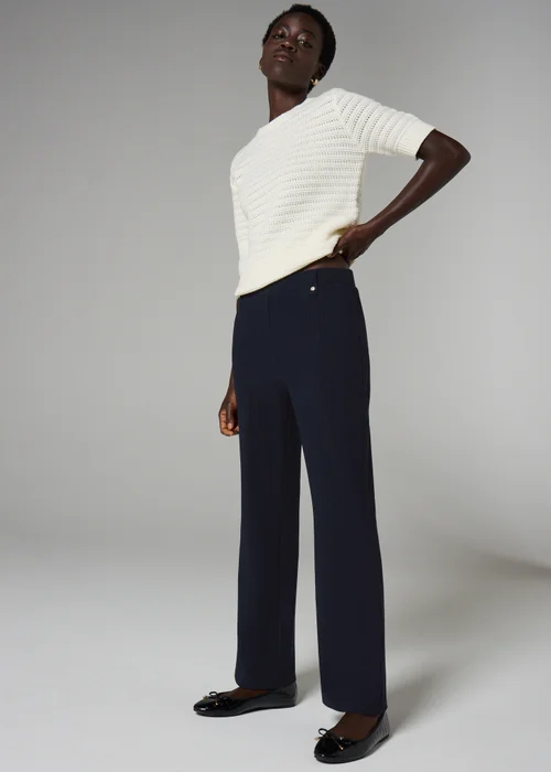 Et Vous Navy Rib Trousers - Size 08 29 leg Image 1