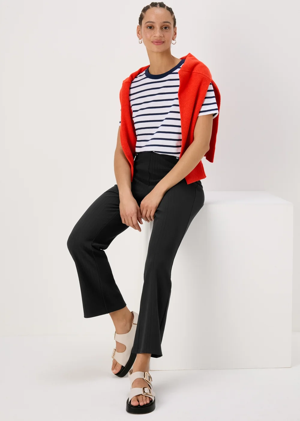 Et Vous Navy Rib Trousers - Size 08 29 leg Image 4