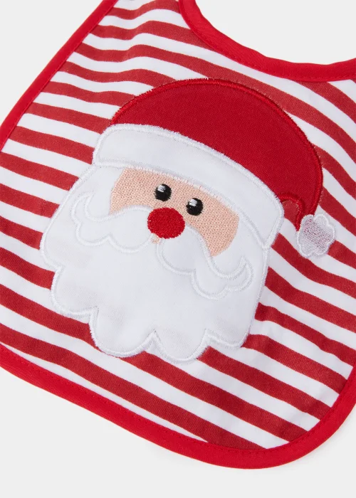 Red Stripe Musical Christmas Santa Bib - One Size Image 2