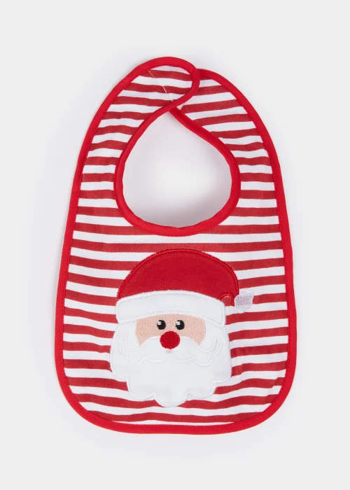 Red Stripe Musical Christmas Santa Bib - One Size Image 1