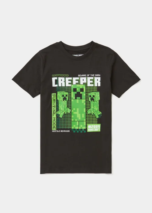 Kids Black Minecraft Creeper T-Shirt (5-12yrs) - Age 5 - 6 Years Image 1
