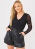 In the Style Jac Jossa Black Ruched Bodysuit - Size 10 Image 3