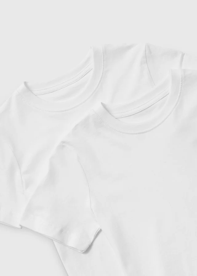 Kids 2 Pack White School T-Shirts (3-16yrs)