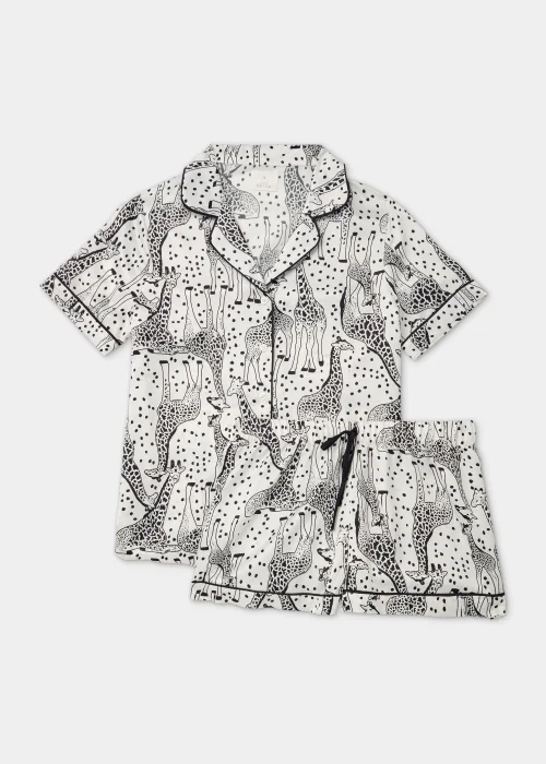 Cream Giraffe Satin Pyjama Set - Size 8 Image 4