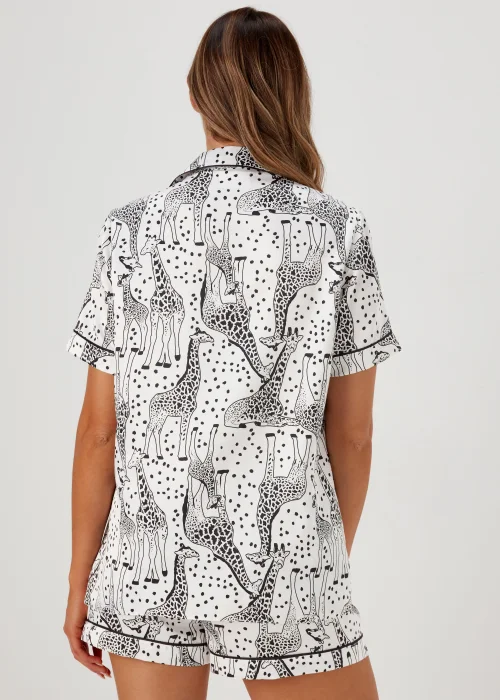 Cream Giraffe Satin Pyjama Set - Size 8 Image 2