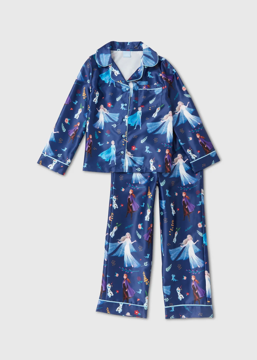 Kids Blue Frozen Blue Print Satin Pyjama Set (2-9yrs) - Age 7 Years Image 1