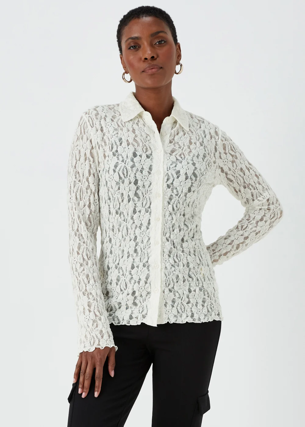 Ivory Lace Shirt - 8 Image 1
