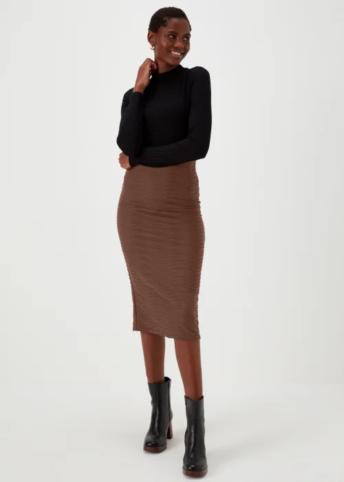 Burgundy Textured Jersey Midi Skirt - Size 8 Image 1