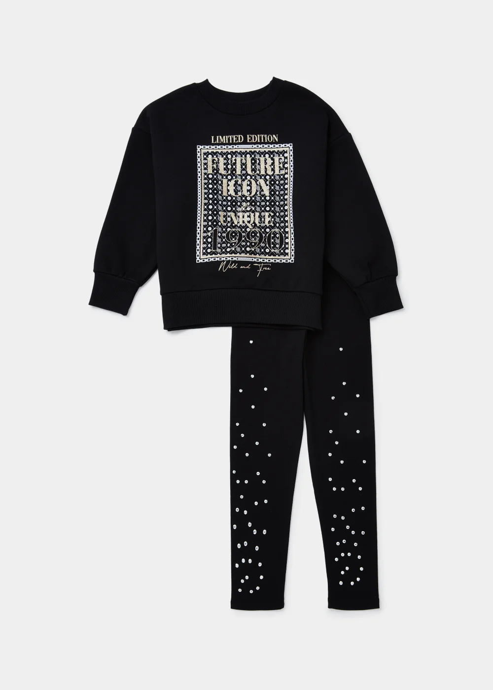 Girls Black Future Icon Sweatshirt & Leggings Set (4-13yrs) - 4 Yrs Image 1
