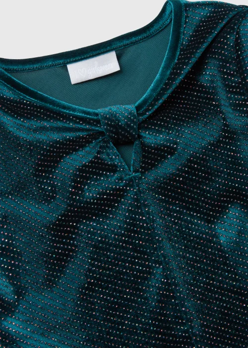 Girls Teal Velvet Glitter Dress (4-13yrs) - 4 Yrs Image 2