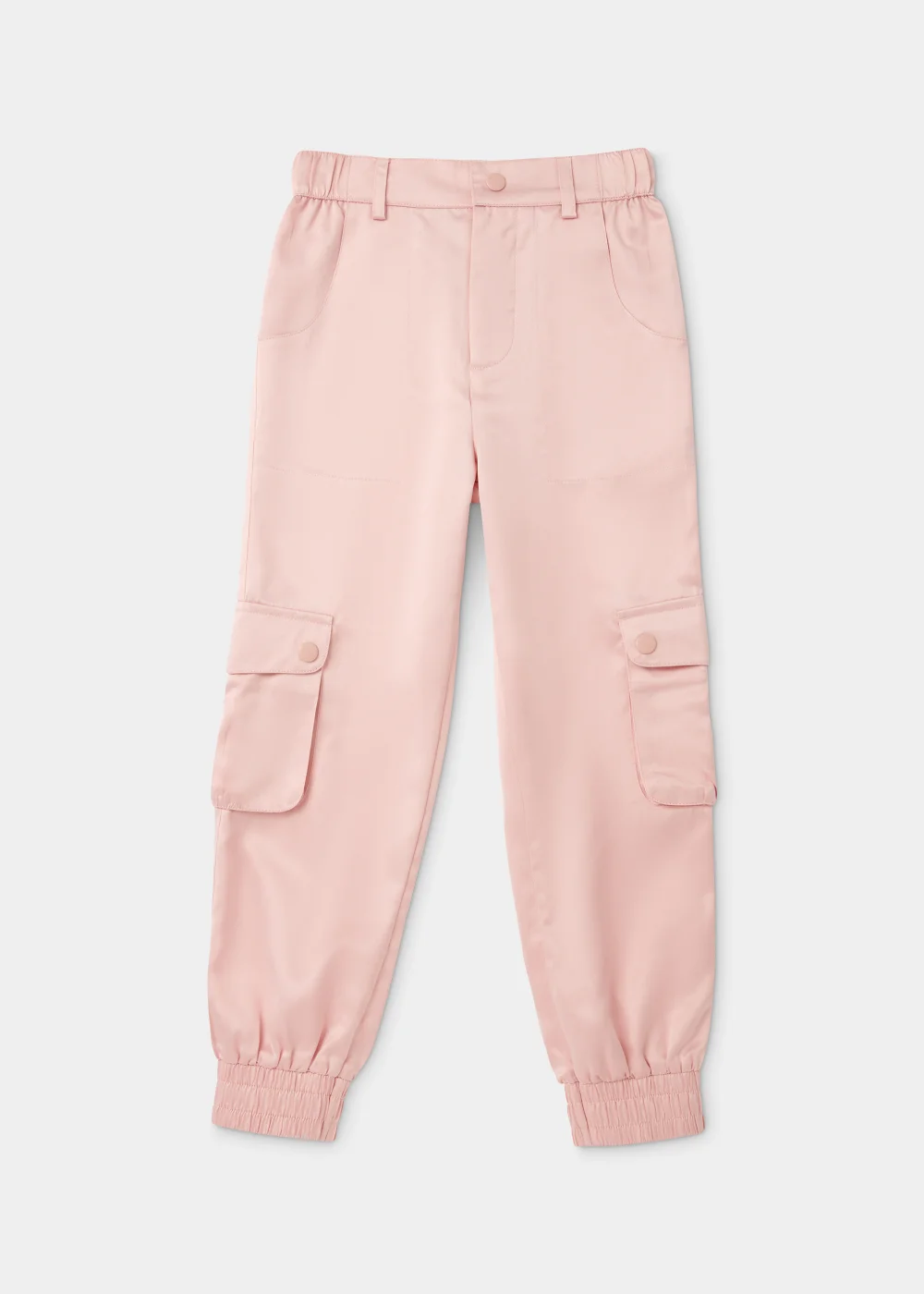 Girls Pink Satin Cuffed Cargo Trousers (4-15yrs) - Age 4 Years Image 1